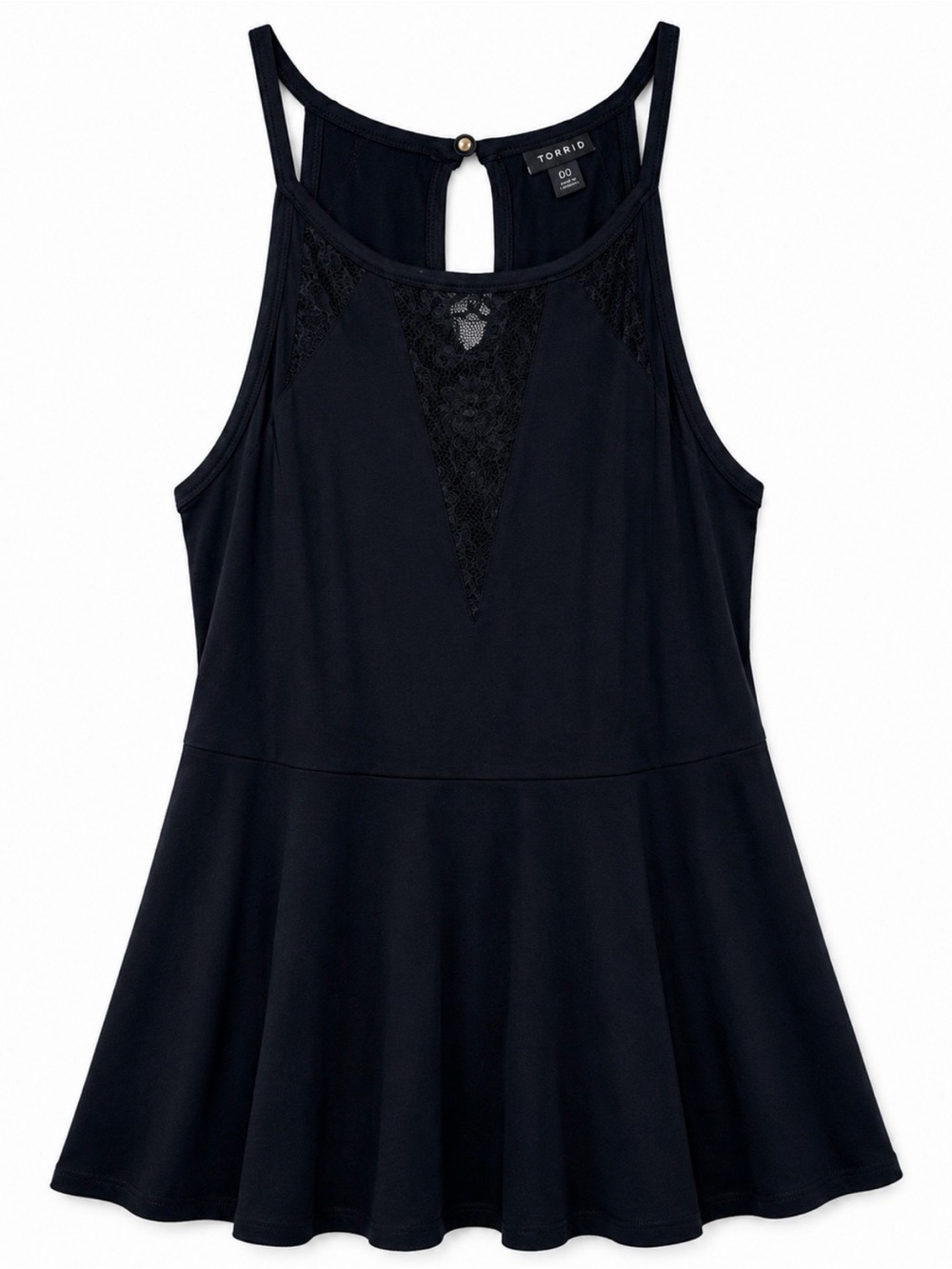 torrid Black Lace-Panel Flared Tank